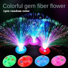 Lámpara de fibra óptica LED con base de piedras preciosas, luz nocturna intermitente multicolor con efecto de estrella, para decoración y juguete, color al azar - Multicolor - Ver 14
