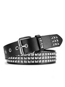 1 条男女通用铆钉朋克风格帅气街头休闲日常佩戴腰带万圣节 - 黑色 - 查看 9