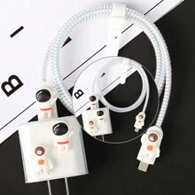 5入組蘋果/兔子/宇航員/奶酪/花卉風格的充電線保護器,防止斷裂,兼容iphone充電器保護殼 - 彩色 - 查看 13