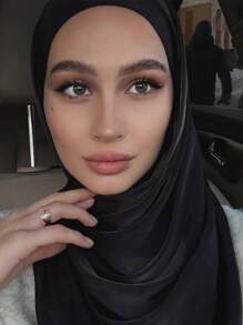 1pc Ladies Hijab Soft Abaya Accessories And Breathable Faux Pearl Embellished Chiffon Headscarf With Rhinestones, Perfect For Casual And Daily Wear In Solid Colors And Conservative Arabic Styles Headband Soft Hijab Veiled Clothes