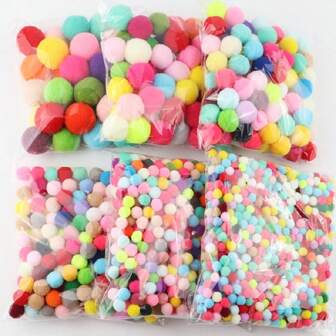 10/15/20/25/30mm Fluffy Mini Pompom Balls Red AB Mix Soft Pompones Hairball For Handmade Garment Wedding Decoration DIY Pom Poms Felt Ball Sewing Craft Supplies
