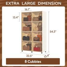 Mayi Box Handbag Storage Organizer For Closet,Purse Storage Organizer,Shoe&Boots Cabinet Storage With Magnetic Door And Wheels,Suitable For Storing Antiques,Books,Toys Etc.
