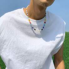 1 pièce Accessoire de mode masculine personnalisé et élégant, collier de perles de fantaisie de petites fleurs colorées pour la fête des pères et la rentrée scolaire