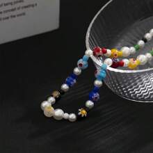 1 pièce Accessoire de mode masculine personnalisé et élégant, collier de perles de fantaisie de petites fleurs colorées pour la fête des pères et la rentrée scolaire