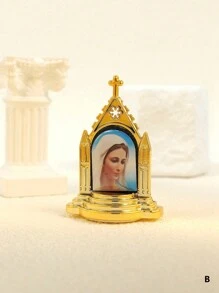 1pc Vintage Resin Plastic Arts Crafted Religious Virgin Mary Angel Tabletop Decoration - Retro Craft Photo Frame Ornaments - View 13