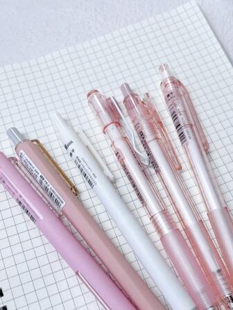 6 piezas de bolígrafos de punta de bola negros sencillos de 0.5 mm con mecanismo de clic, altamente atractivos y similares a INS. De secado rápido y fáciles de escribir, adecuados para que los estudiantes realicen ejercicios y firmen documentos. Vuelta al colegio