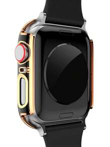 1片男士时尚雕花二合一超薄钢化玻璃屏幕保护膜，防摔表壳，兼容 38/40/41/42/44/45/46/49mm，适用于 Series Ultra/SE/11/10/9/8/7/6/5/4/3/2/1，智能手表表壳配件