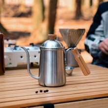 1pc, 650ml Gooseneck Kettle Hand Brew Turkish Coffee Pot Home Heatable Moka Pot Coffee Dripper Coffeeware Teaware For Outdoor Camping - Silver - View 7