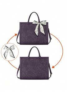 Laptop Bag For Women 15.6 Inch Laptop Tote Bag Waterproof Leather Computer Tote Bag Business Lightweight Office Briefcase Large Capacity Handbag Shoulder Bag - Purple - View 7