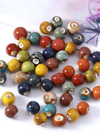 20 pezzi perle in ceramica colorate e decorate da 6/8 mm per braccialetti fai-da-te, accessori per capelli, decorazioni per abbigliamento