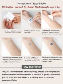 CAT QUEEN ART Blue Flower And Word Tattoo Pattern - Semi Permanent Tattoo Sticker For Arms, Wrists, Chest, Abdomen, Back And Other Body Parts, Lasts For 14 Days Without Fading Or Reflecting, 1 Sheet