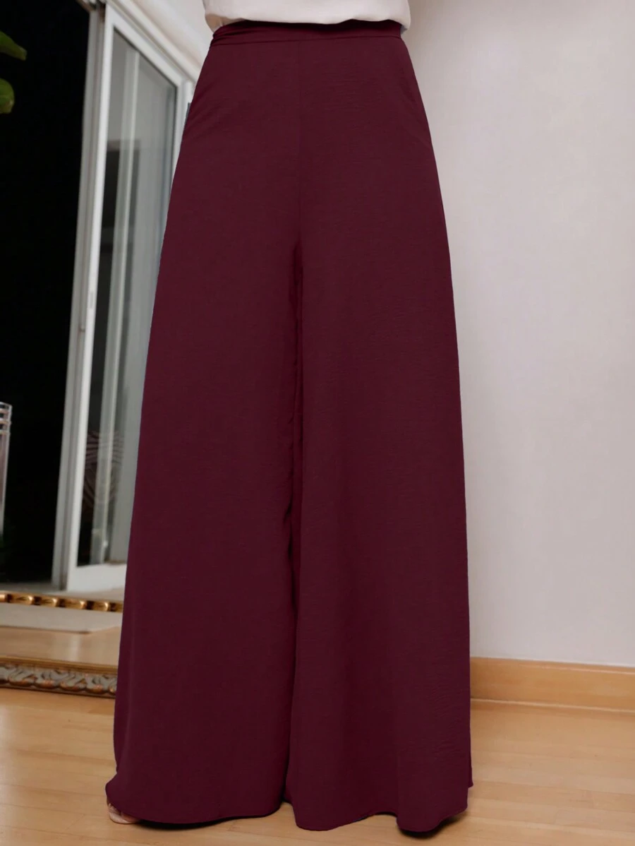 Women Pants - Burgundy - View 1