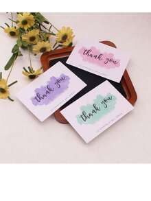 48pcs 6.8*10cm Thank You Cards Colorful Thank You Postcards Handwritten Note Cards Packing Gift Label Paper Card - Purple - View 2