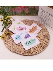 48pcs 6.8*10cm Thank You Cards Colorful Thank You Postcards Handwritten Note Cards Packing Gift Label Paper Card - Purple - View 3