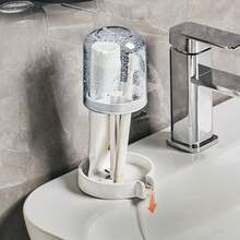 Home Mouthwash Cup Set For Student And Couples, Electric Toothbrush Holder With Storage Rack Countertop Organizer - Grey - View 5