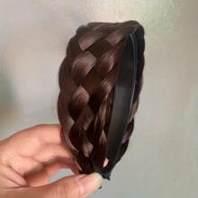 Aro para el cabello elegante y grueso con trenza espina de pez para mujeres, cubre el cabello canoso, diadema para peluca con corona alta y trenza, accesorio versátil para el exterior para cabello grueso - Multicolor - Ver 6