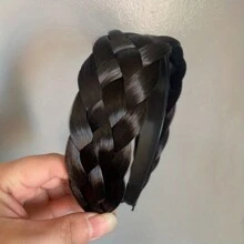 Aro para el cabello elegante y grueso con trenza espina de pez para mujeres, cubre el cabello canoso, diadema para peluca con corona alta y trenza, accesorio versátil para el exterior para cabello grueso - Multicolor - Ver 3