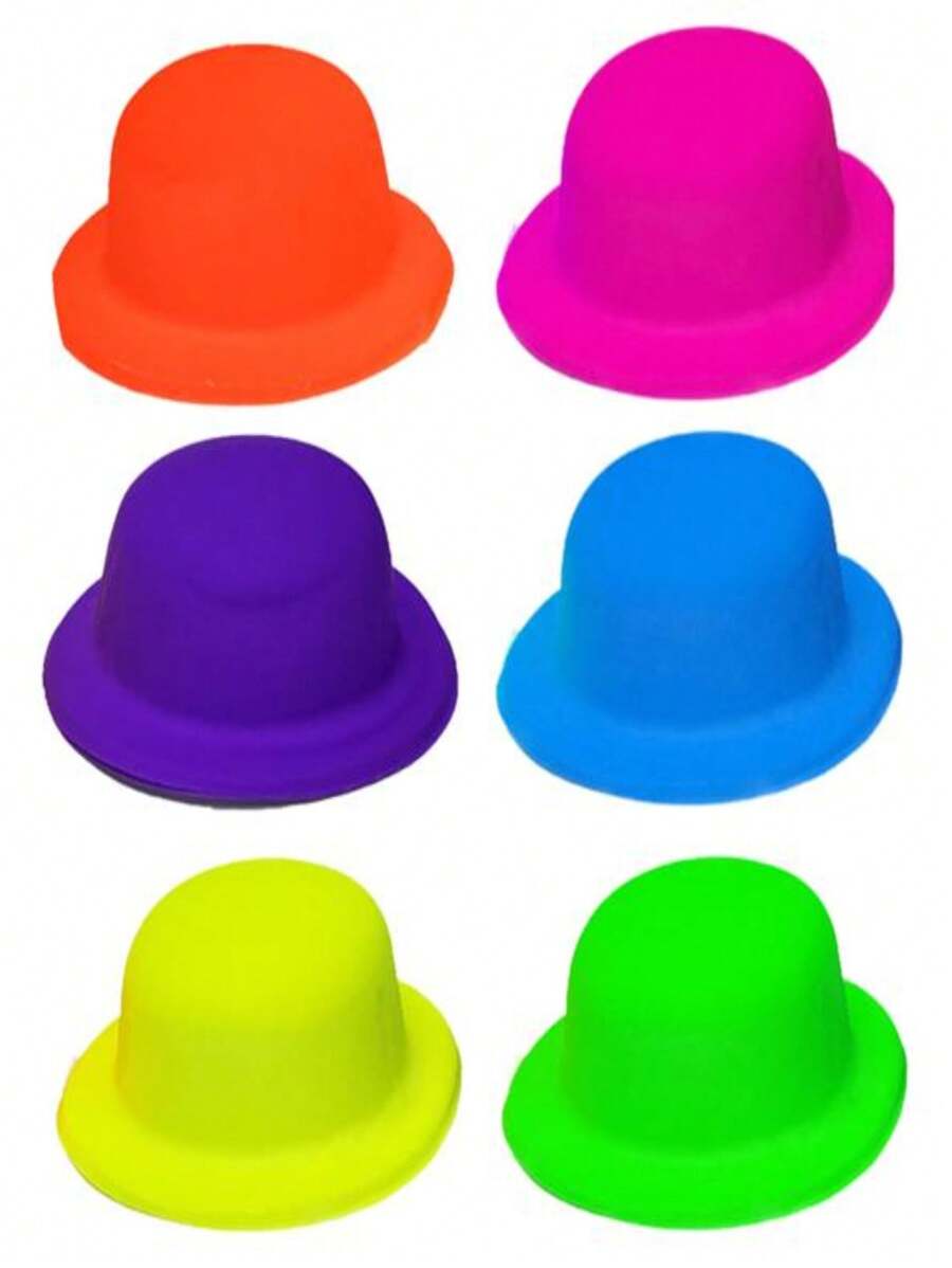 Ricolandia 12 Sombrero Bombin Neon Liso Fiesta Animacion Evento Batucada - Multicolor - Ver 1
