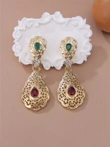 1 Pair Elegant Moroccan Stylish Women Earrings, Vintage Bride Imitation Gold Imitation Silver Earrings, Women Holiday Ramadam Essential Ear Pendant Earrings - Earrings - View 18