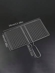 1pc Very Suitable For Home & Outdoor Use Fish Clamp Vegetable Clamp BBQ Grill Net BBQ Tongs Double-Layered Grill Net BBQ Rack Tool - Silver - View 7