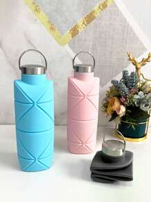 1入組750ml豪華防漏可摺疊水瓶，高品質矽膠水瓶，可摺疊防漏閥門可重複使用的矽膠可摺疊旅行水瓶，適用於健身露營徒步旅行 - 菱形矽膠杯 - 查看 8