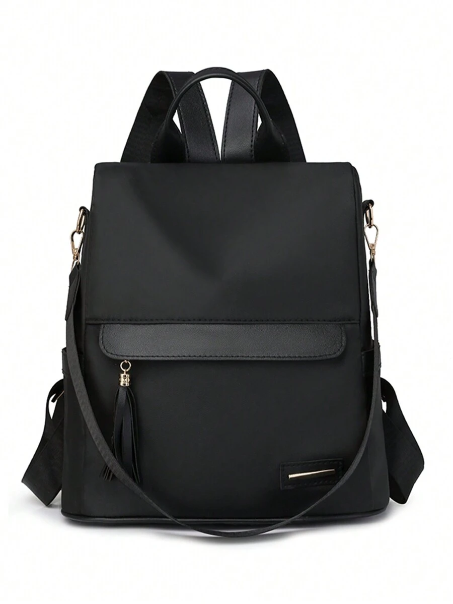 時尚女性旅行背包，大容量防盜肩背包，多種攜帶方式，適用於筆記本電腦、街頭風格，Tready背包，學校用品，便攜式，筆電收納間，大容量，青少女、女大學生、大學、中學、高中、戶外、旅遊、郊遊、小學、辦公室 - 黑色 - 查看 1