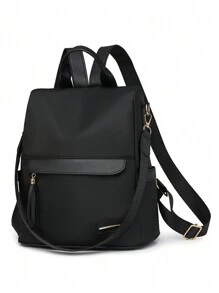 時尚女性旅行背包，大容量防盜肩背包，多種攜帶方式，適用於筆記本電腦、街頭風格，Tready背包，學校用品，便攜式，筆電收納間，大容量，青少女、女大學生、大學、中學、高中、戶外、旅遊、郊遊、小學、辦公室 - 黑色 - 查看 3