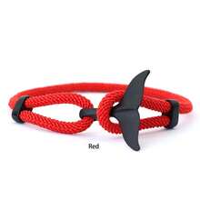 diffone 简约设计手工米兰绳手链饰物黑色鲸鱼尾海洋生物波西米亚风手链男士臂环首饰男士 - 海洋風魚尾手鍊 - 查看 10