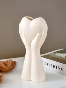 1 件欧式心形树脂花瓶，艺术人体设计花瓶，独特的现代装饰花瓶，适合餐桌、客厅、婚礼装饰 - 米色 - 查看 4