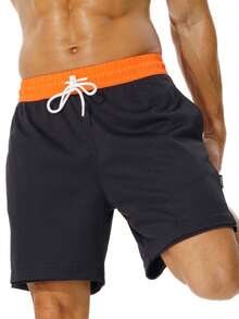 AIMPACT Boyfriend Style Men's 2 In 1 Running Shorts 7" Quick Dry Gym Athletic Workout Shorts For Boyfriend Style Men With Phone Pockets Summer Shorts - Black - View 2