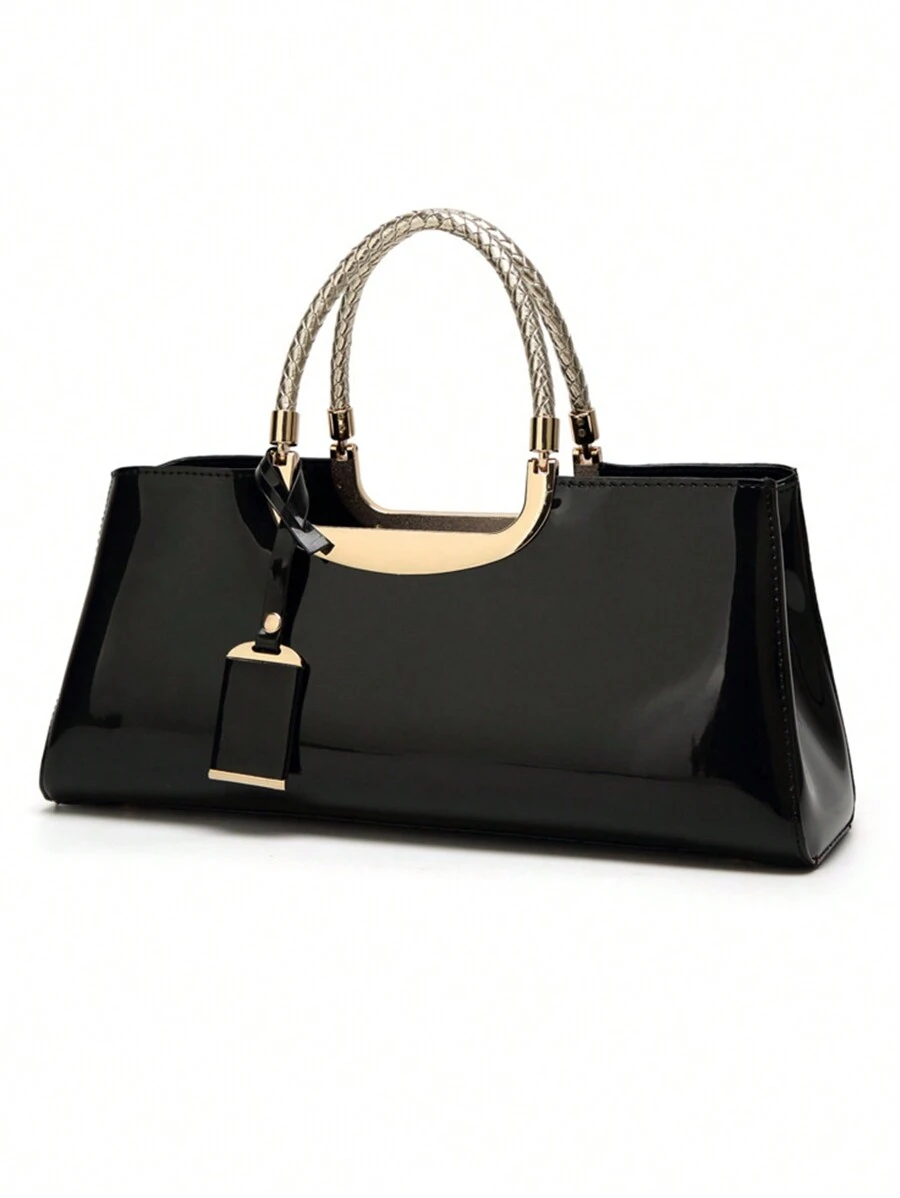 Women Mom Style New Candy Colored Patent Leather Handbag, Large Capacity & High-End Feeling With Dual Carrying Handles, Suitable For Career Women To Attend Parties Or Go Shopping., Bag For Women Elegant, Luxury