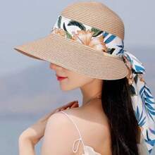 Women Sun Hat With Wide Brim Ribbon And Breathable Weaved Straw, Perfect For Outdoorsy And Versatile Look Bow - Multicolor - View 11