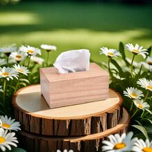 1pc Wooden Tissue Box, Simple Tissue Storage Box, Handmade Furniture Brings A Natural Feeling To Your Home - Apricot - View 5