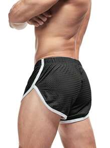 Boyfriend Style Men Split Side Short Shorts Sexy 3" Inseam Breathable Mesh Booty Shorts Ranger Panties With Liner Summer Shorts - Black - View 3