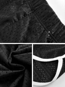 Boyfriend Style Men Split Side Short Shorts Sexy 3" Inseam Breathable Mesh Booty Shorts Ranger Panties With Liner Summer Shorts - Black - View 5