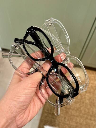 1 Pair Women Casual Square Plastic Non-Prescription Eyeglasses Suitable For Daily Use, Travel, Blocking Strong Light, Party Decoration, Cycling, And Beach Vacation. Glasses Accessories For Women