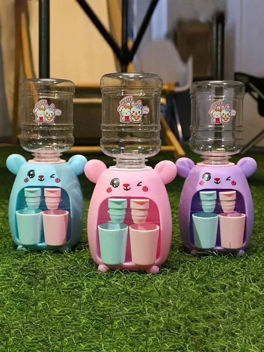 Random Color 1pc Cute Mini Water Dispenser For Children Kids Gift Cold/Warm Water Juice Milk Drinking Fountain Simulation Cartoon Design Kitchen Toy Halloween Party Christmas Gift - Pink - View 1