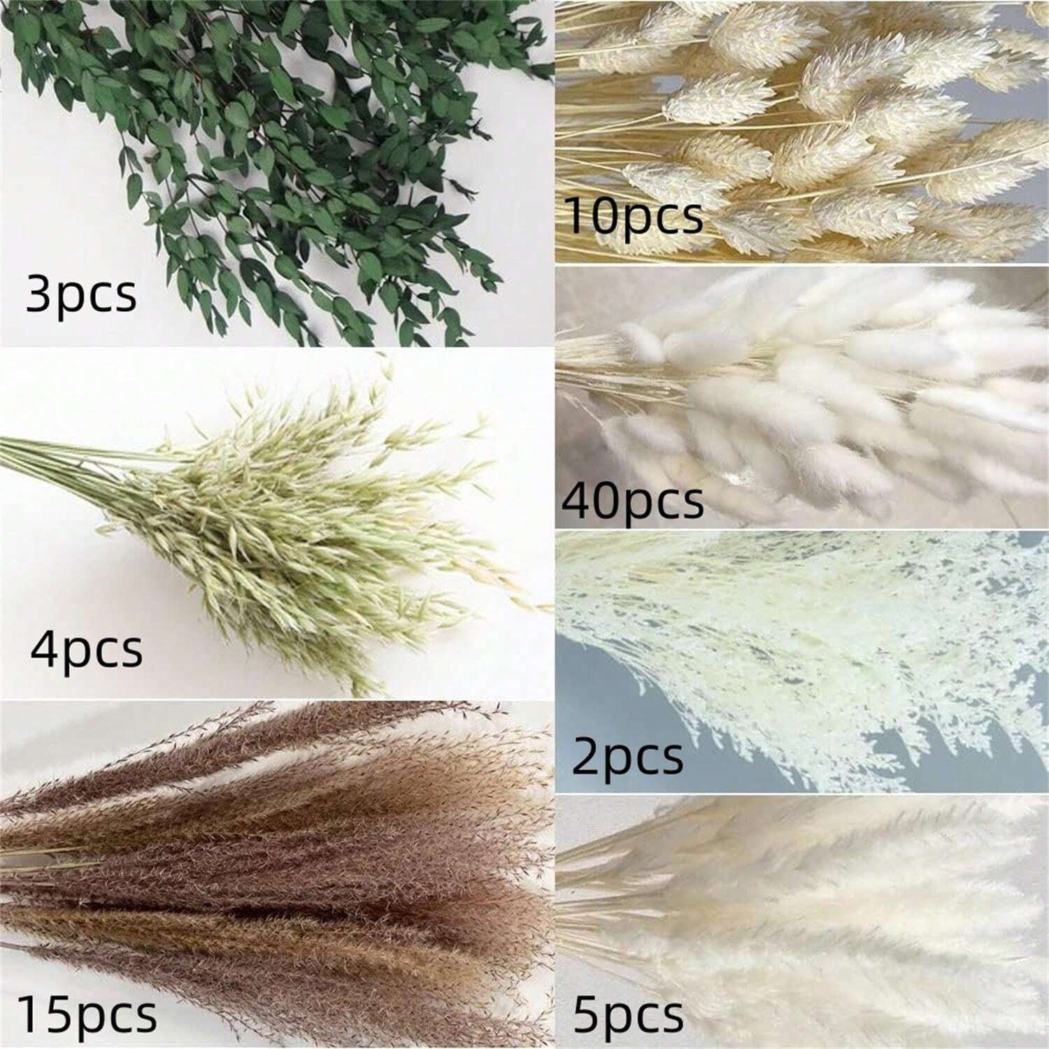 100pcs Pampas Grass Artificial Dried Flowers, Natural Pampas Grass Decor Bouquet Fluffy Pampas Grass Plant~p96518821
