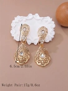 1 Pair Elegant Moroccan Stylish Women Earrings, Vintage Bride Imitation Gold Imitation Silver Earrings, Women Holiday Ramadam Essential Ear Pendant Earrings - Earrings - View 11