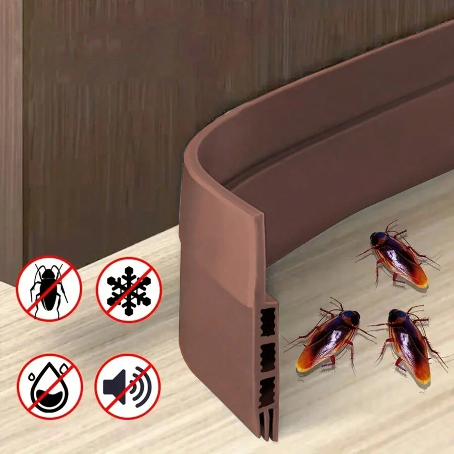 1 m Bande d'étanchéité auto-adhésive pour bas de porte à 3 trous, anti-poussière, anti-bruit, anti-vent, bande d'étanchéité pour portes et fenêtres, autocollants, décalcomanies murales, décalcomanies en vinyle pour décorations de maison, articles de décoration de printemps pour rafraîchir votre maison, autocollants de décoration Rama