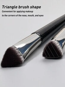柔软化妆刷，黑色三角粉底刷，遮瑕刷，细节刷，BB霜刷，隔离刷，遮盖黑眼圈、眼袋、痘印、雀斑，便携式化妆刷，粉底刷，遮瑕刷，腮红刷，修容刷，腮红刷，古铜粉刷，散粉刷，粉底刷，腮红刷 - 黑色 - 查看 5