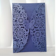 25/50 张蝴蝶邀请卡婚礼请柬贺卡适用于婚礼生日 15 岁成人礼洗礼派对装饰用品（不含内卡和信封） - 25pcs - 查看 12