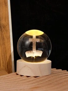 1pc Unisex Khaki Base Cross Crystal Ball, Decorative Gift For Bedroom, Living Room, Birthday Gifts Graduation