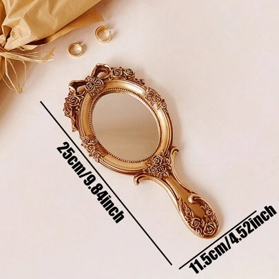 Cirelle 1pc Vintage Style Handheld Makeup Mirror Best Gifts Birthday Graduation, Rama Comfort Home,Cozy Home, Mother's Day Gift, Special Gift, Gifts For Parents, Birthday Gift, Housewarming Gift Home Decor Back To School Room Decor School Supplies