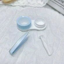 Estuche portátil minimalista para lentes de contacto con doble cabezal para almacenamiento y cuidado, amigable para viajar - Negro - Ver 3