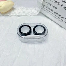 Estuche portátil minimalista para lentes de contacto con doble cabezal para almacenamiento y cuidado, amigable para viajar - Negro - Ver 2