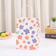 12 piezas Bolsas de regalo de papel Kraft rústico con pequeñas flores de colores mezclados de 21*15*8cm. - Multicolor - Ver 5