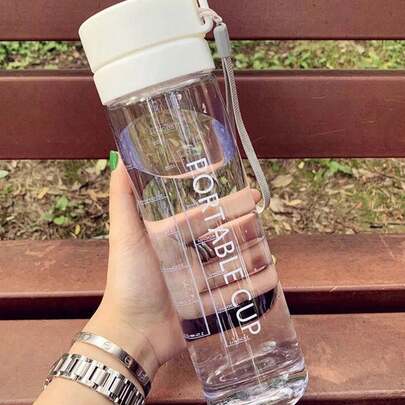 1入組大容量運動水瓶，雙層霧面設計，夏天戶外適用的便攜塑料茶杯和透明容器