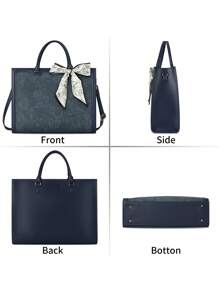 Laptop Bag For Women 15.6 Inch Laptop Tote Bag Waterproof Leather Computer Tote Bag Business Lightweight Office Briefcase Large Capacity Handbag Shoulder Bag - 藍色 - 查看 6
