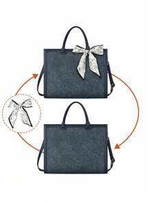 Laptop Bag For Women 15.6 Inch Laptop Tote Bag Waterproof Leather Computer Tote Bag Business Lightweight Office Briefcase Large Capacity Handbag Shoulder Bag - 藍色 - 查看 7